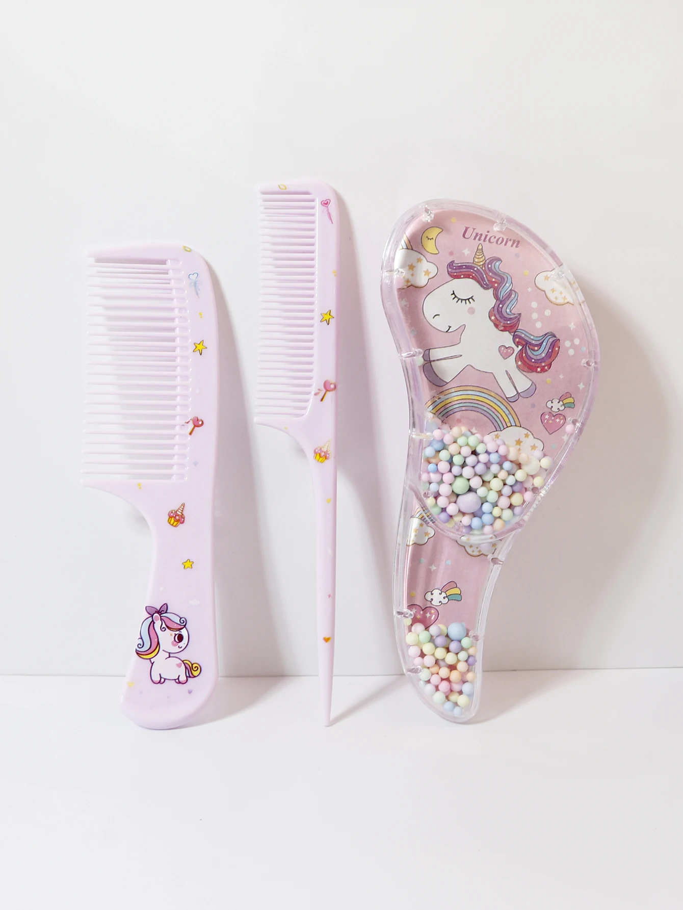 3pcs cartoon Comb Set, Wet and Dry Dual-Use, Hair Styling, Suitable for Any Hair Texture, Gift Set, Special for Real Hair Wigs
