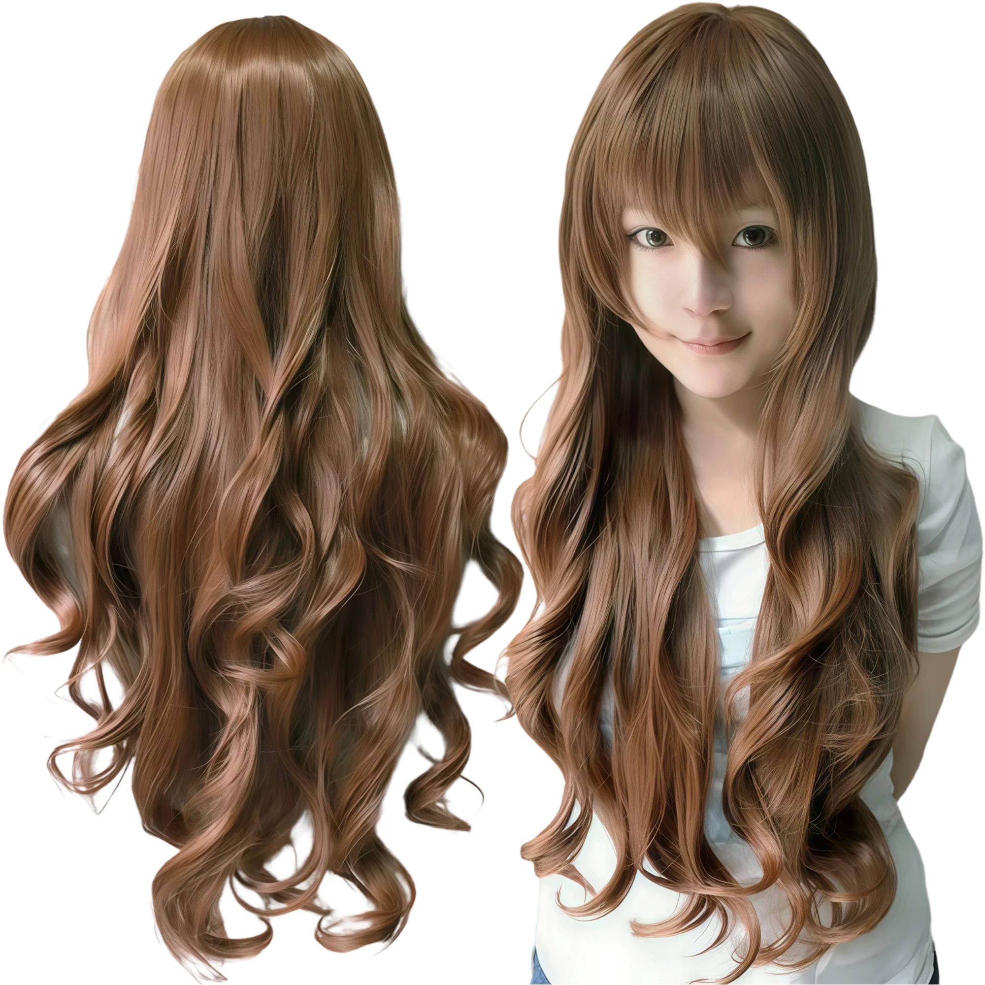 Synthetic Hair Long Yellow Lolita Cosplay Wig Curly Anime Wigs Sailor Venus Halloween Costume Mami Tomoe Wig for Women