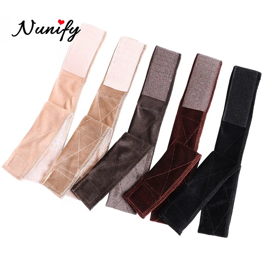 1Pcs Wig Grip Band Brown Velvet Headband Scarf Head Hair Band Extra Hold Wig Adjustable Fastern Stretch Cotton Wig Band Beige