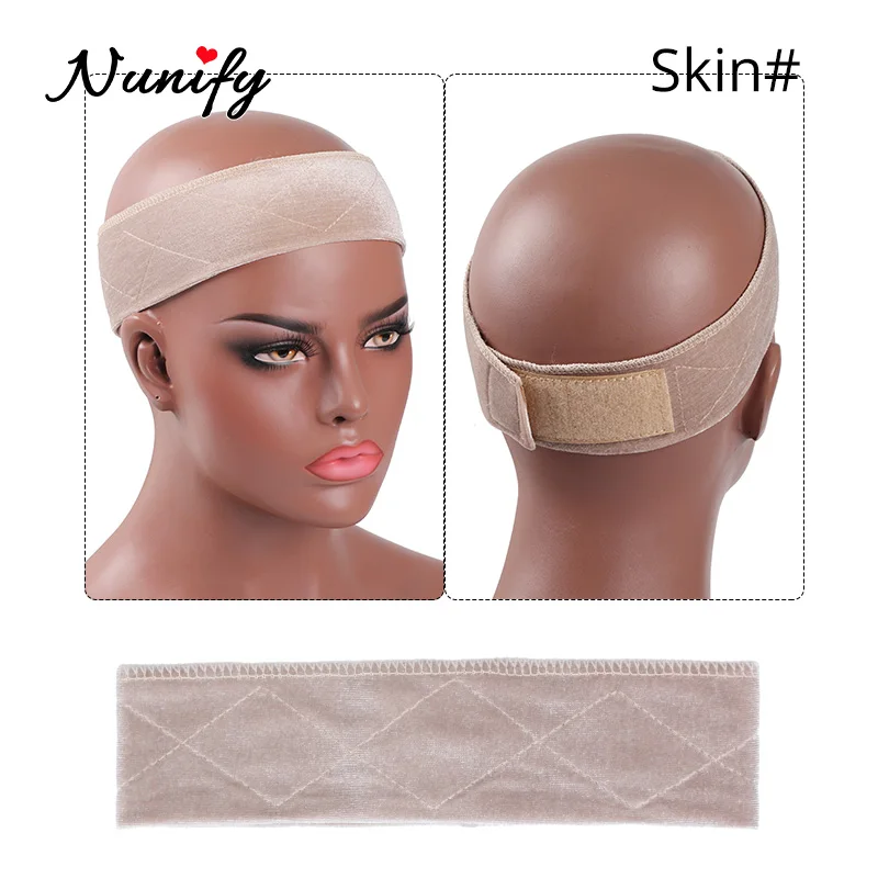 1Pcs Wig Grip Band Brown Velvet Headband Scarf Head Hair Band Extra Hold Wig Adjustable Fastern Stretch Cotton Wig Band Beige