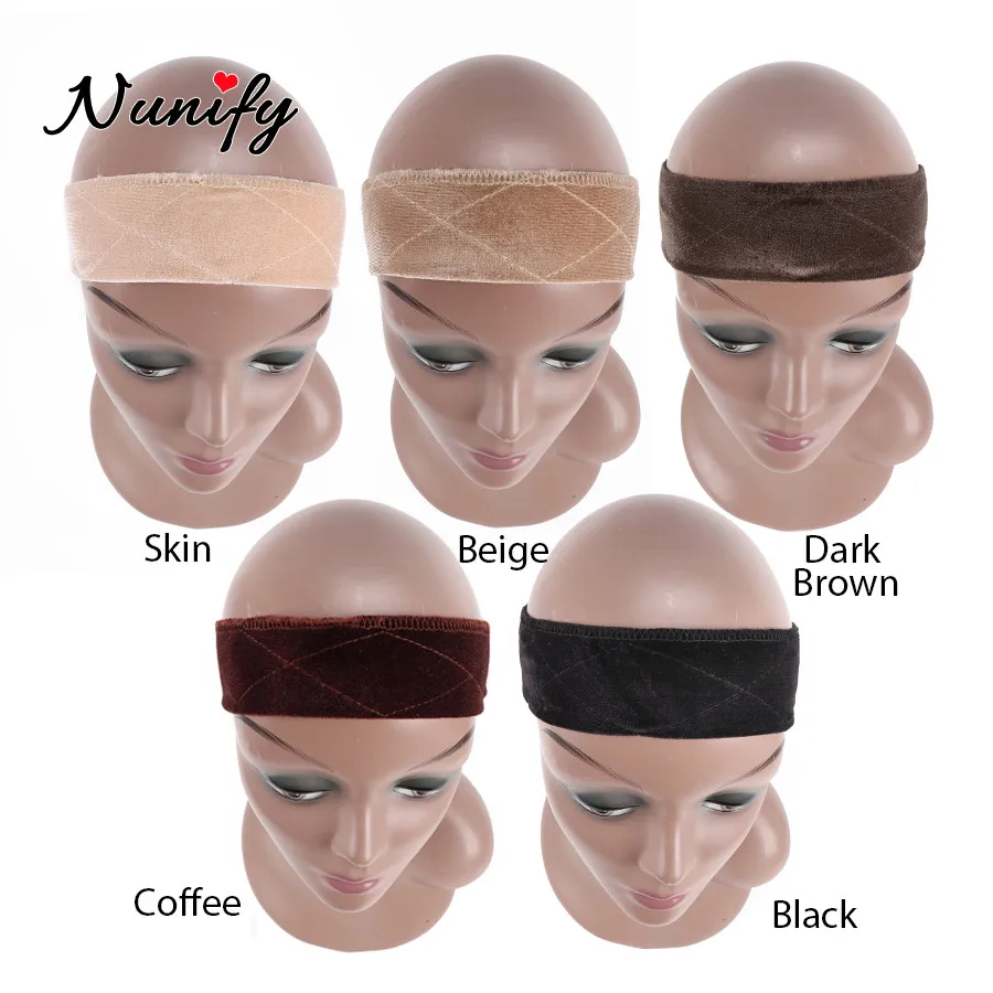1Pcs Wig Grip Band Brown Velvet Headband Scarf Head Hair Band Extra Hold Wig Adjustable Fastern Stretch Cotton Wig Band Beige
