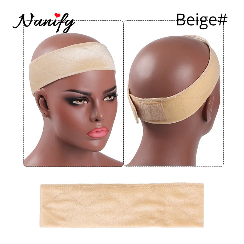 1Pcs Wig Grip Band Brown Velvet Headband Scarf Head Hair Band Extra Hold Wig Adjustable Fastern Stretch Cotton Wig Band Beige
