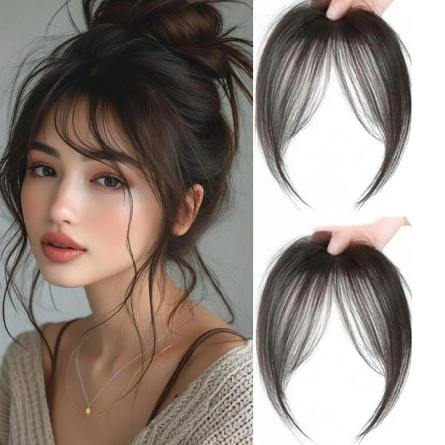 Eight Character French Bangs Wig Piece Female Synthetic BB Clip Fluffy Top Reissue Eight Character Bangs Thin Invisible Hairpins