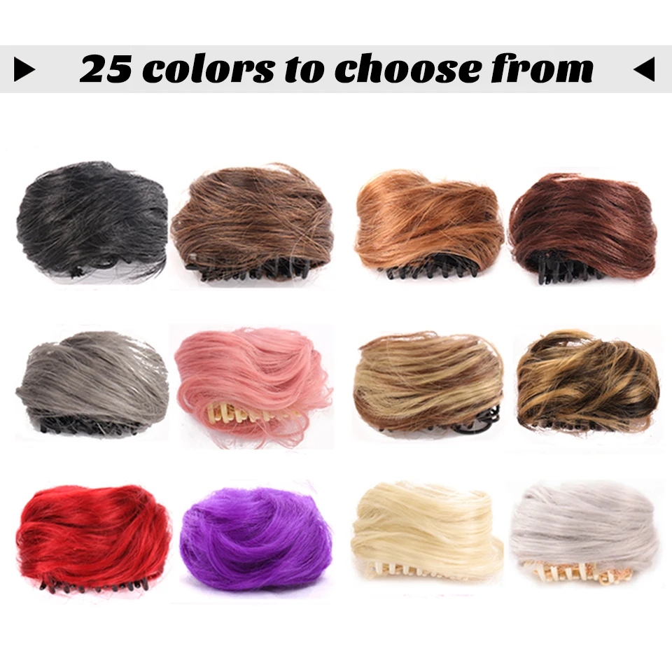 LM Women's Hair Buns Synthetic Curly Chignon Ombre Claw Hair Messy Buns Updo Claw Clip In Hairpiece For Women