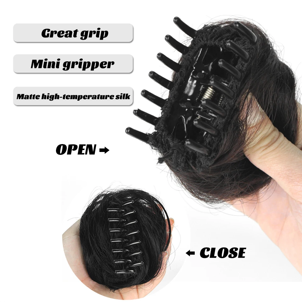 LM Women's Hair Buns Synthetic Curly Chignon Ombre Claw Hair Messy Buns Updo Claw Clip In Hairpiece For Women