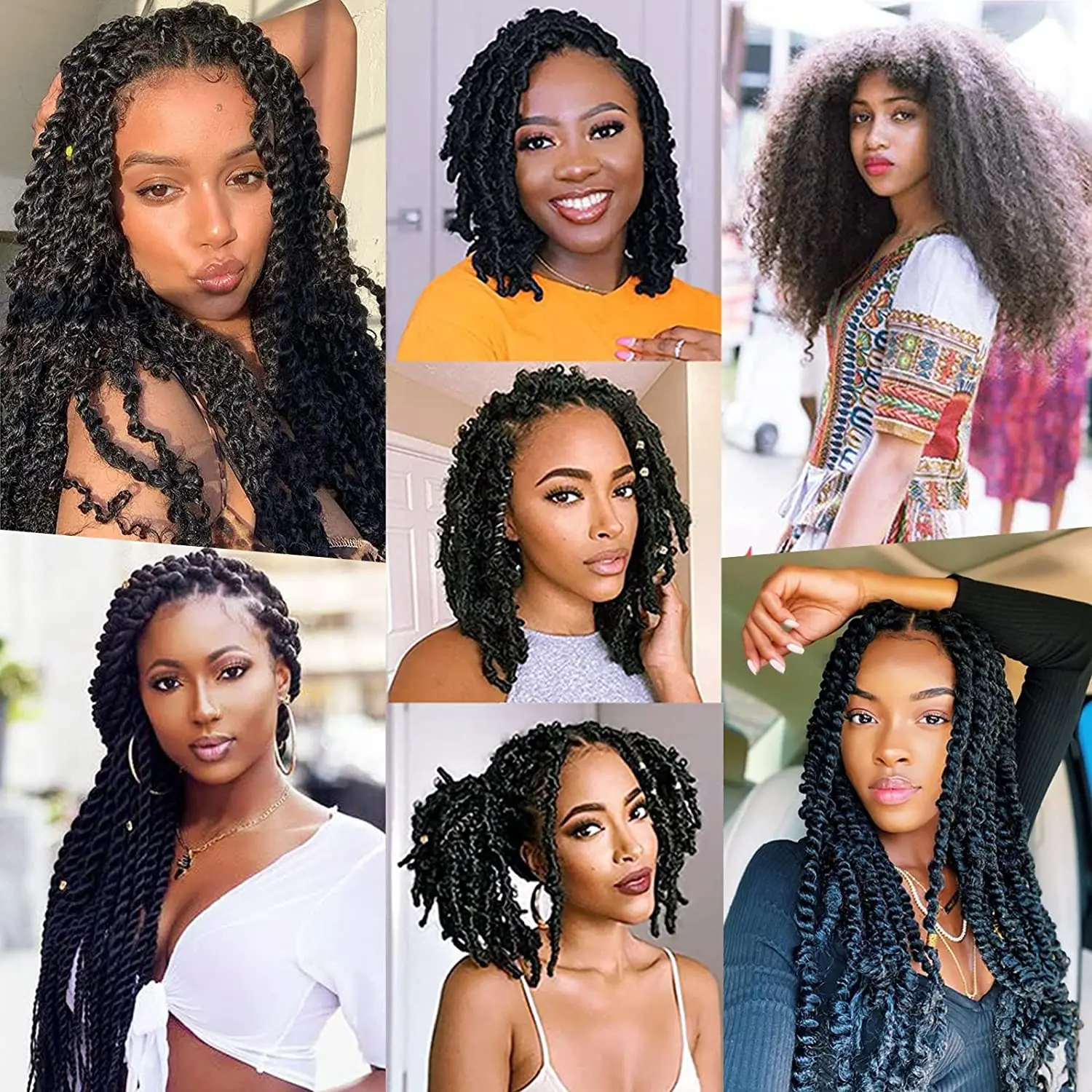 Springy Afro Twist Hair 1/3/8Packs Pre-Separated Marley Twist Braiding Hair Suitable for Damaged Kinky Afro Twist Synthetic Hair