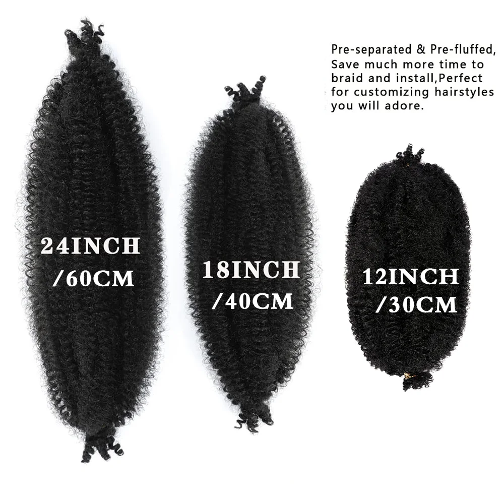 Springy Afro Twist Hair 1/3/8Packs Pre-Separated Marley Twist Braiding Hair Suitable for Damaged Kinky Afro Twist Synthetic Hair