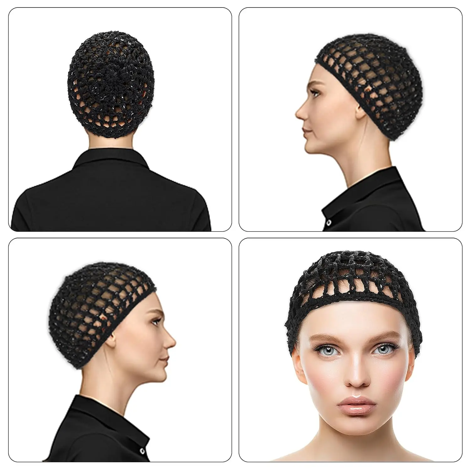 3pcs Comfort, Hand-Knit Crochet Hair Net Cap for Women- Breathable,Breathable Mesh Nightcap, Elastic Hair Net for Male And Femal