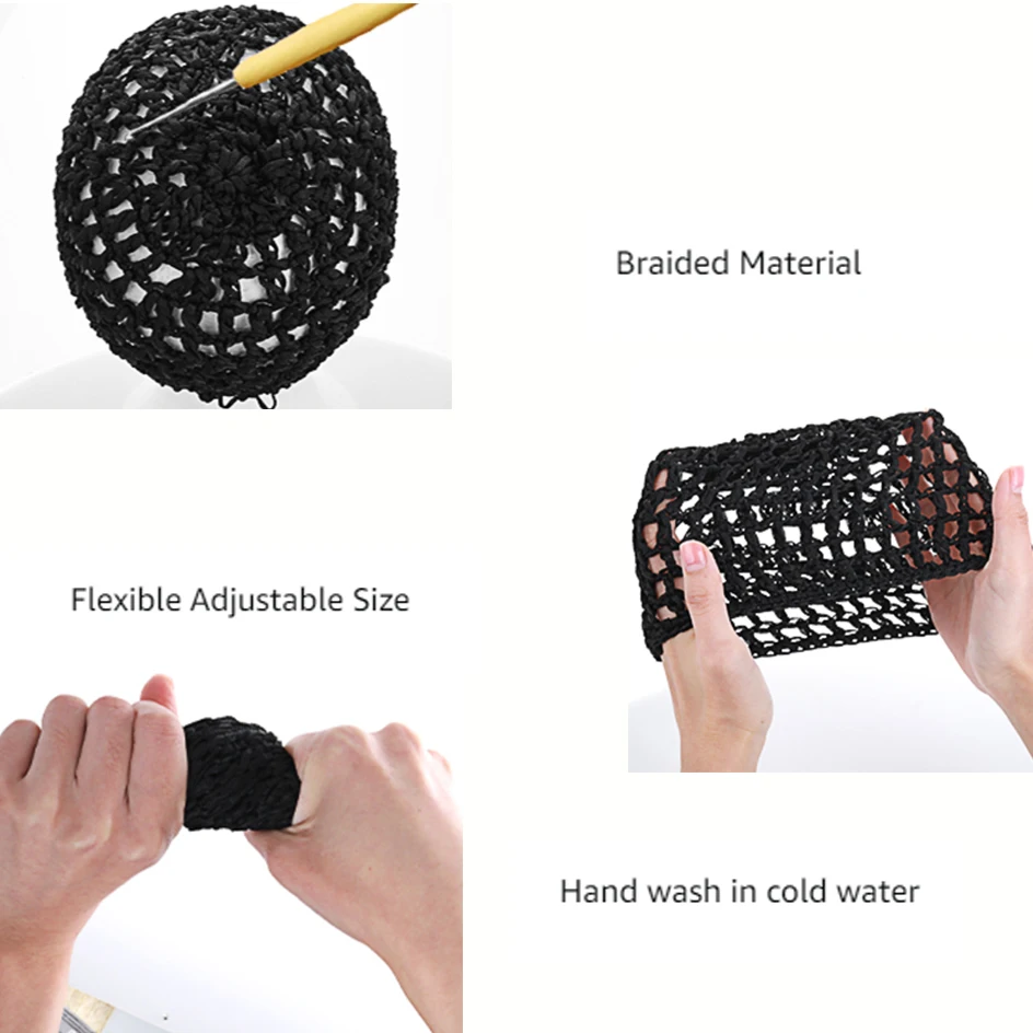 3pcs Comfort, Hand-Knit Crochet Hair Net Cap for Women- Breathable,Breathable Mesh Nightcap, Elastic Hair Net for Male And Femal