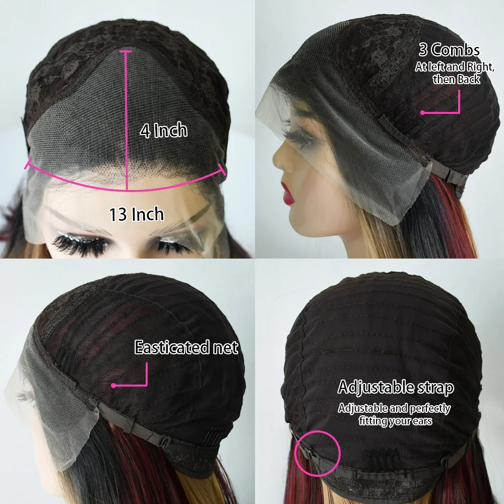 Black Wig WIth Layered Bangs Body Wave Lace Front Wig Short Bob Lace Frontal Wig 13x4 HD PrePlucked Synthetic Daily Wear Cosplay