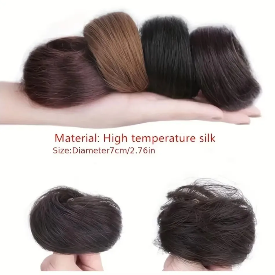 Synthetic Easy Wear Bun Ponytail Hair Accessories Scrunchies Wavy Stretchy Chignon Bun Hair With Elastic Rubber Band For Women