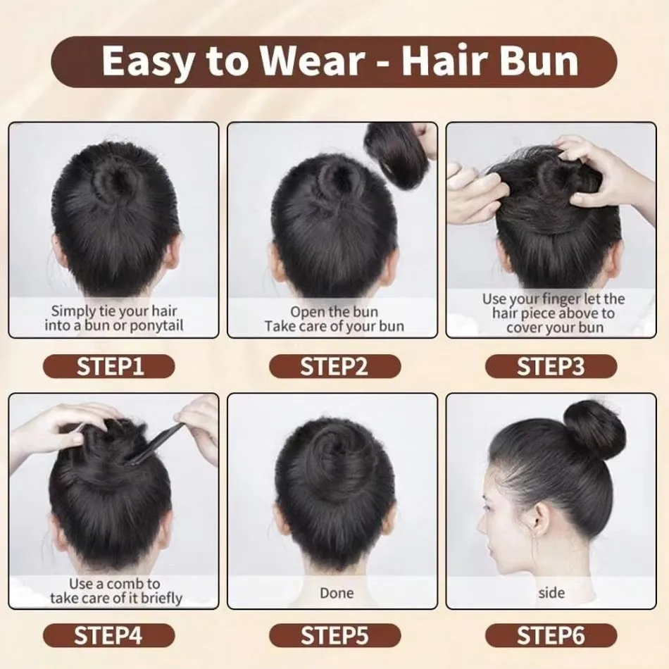 Synthetic Easy Wear Bun Ponytail Hair Accessories Scrunchies Wavy Stretchy Chignon Bun Hair With Elastic Rubber Band For Women