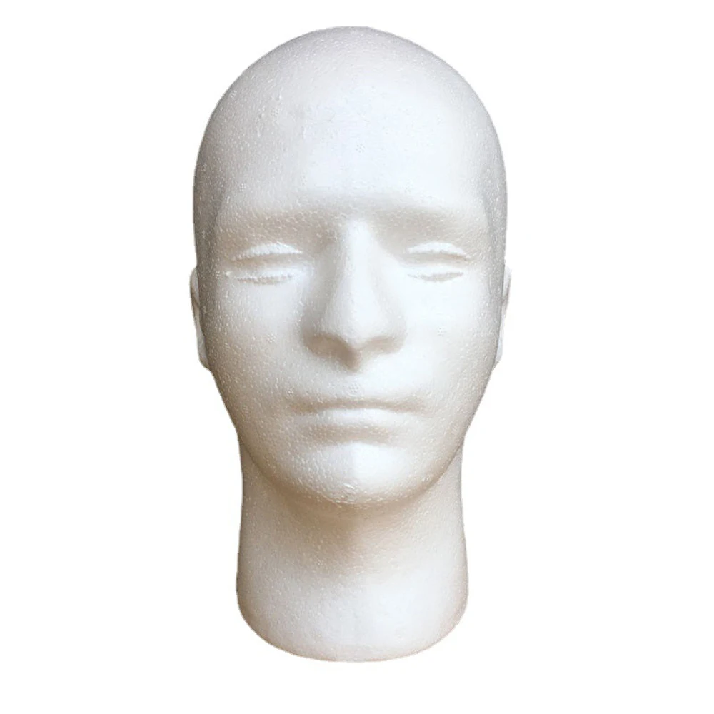 1pcs Male Styrofoam Foam Mannequin Manikin Head Model Hat Glasses Wig Display Male White Foam Mannequin Head Holder Stand Rack