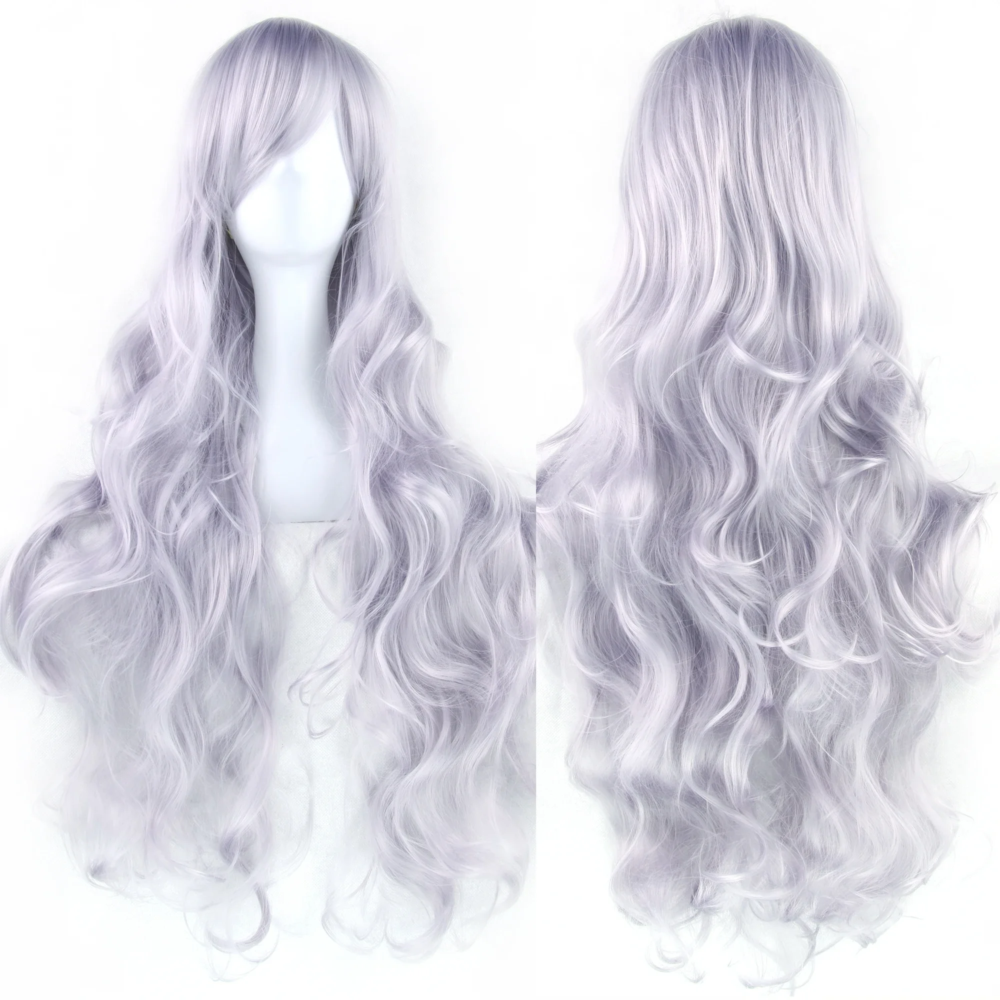 Soowee Curly Long Synthetic Hair Green Wig Hairpiece Pink Black Party Hair Cosplay Wigs for Women