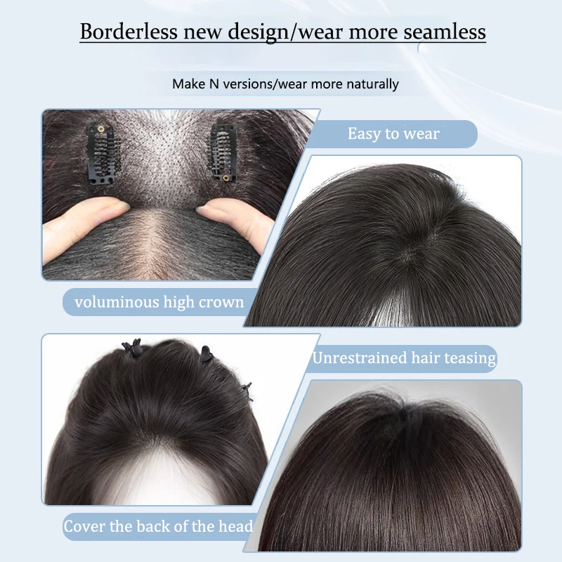 Wig Patches for Women with Fluffy Hair on the Top of the Head Natural and Seamless Hair Coverage White Hair Replacement Patches