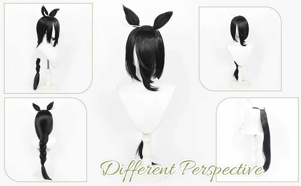 Manhattan Cafe Umamusume Pretty Derby Cosplay Long Black Straight Heat Resistant Synthetic Wig Yugen Rose Yanagi Midori Sayo Wig