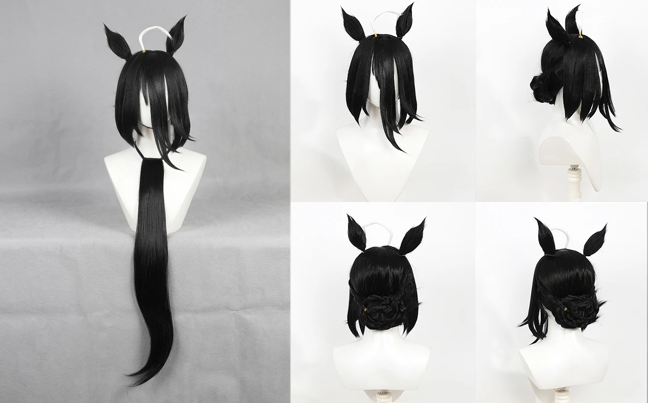 Manhattan Cafe Umamusume Pretty Derby Cosplay Long Black Straight Heat Resistant Synthetic Wig Yugen Rose Yanagi Midori Sayo Wig