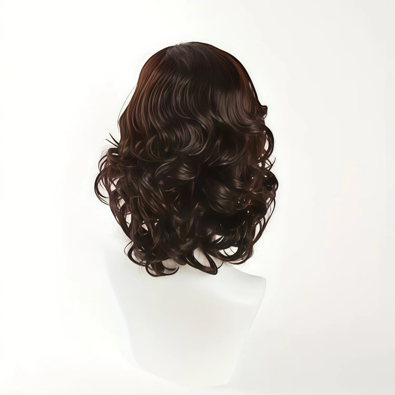 Men's and Women's Medium to Long Wavy Wig with Bangs and Curly Brown Short Curly Synthetic Wig, Natural Wavy Black Brown