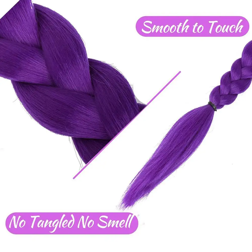 66cm Purple Braided Hair Ponytail Extensions for Kids Cosplay Long Purple Braids Rumi Hairstyle for Kids Christmas Party Use