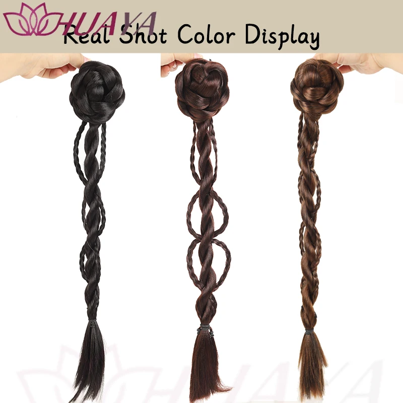 Synthetic Claw Clip Double Ponytails for Women, Hand Braided, Easy to Wear, Perfect for Women's Daily Looks