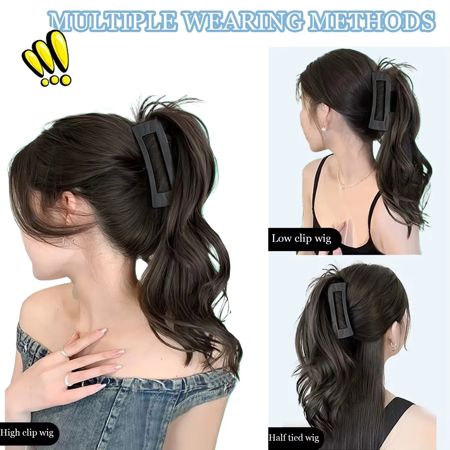 Synthetic Claw Ponytail Wavy Curly Ponytail Wig Clip in Ponytail Hair Extension For Women