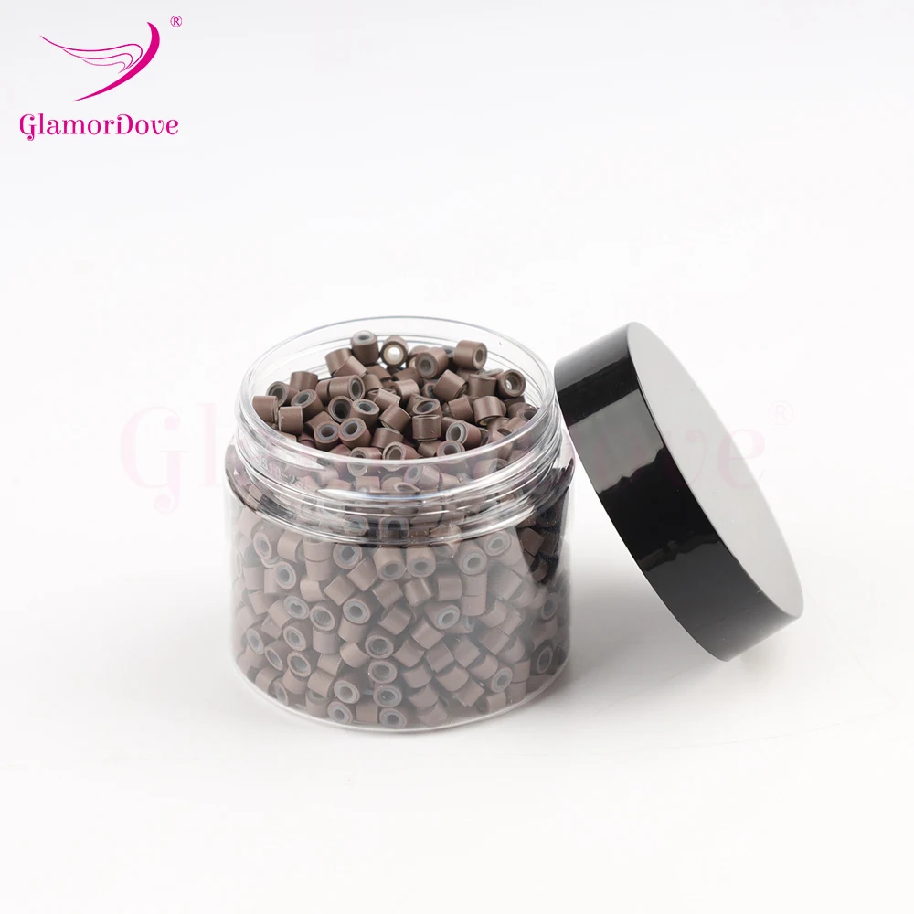 GlamorDove 1000Pcs 4mm Micro Rings For Hair Extensions Microlinks For Hair Silicone Lined Hair Extension Bead Tools Accessories