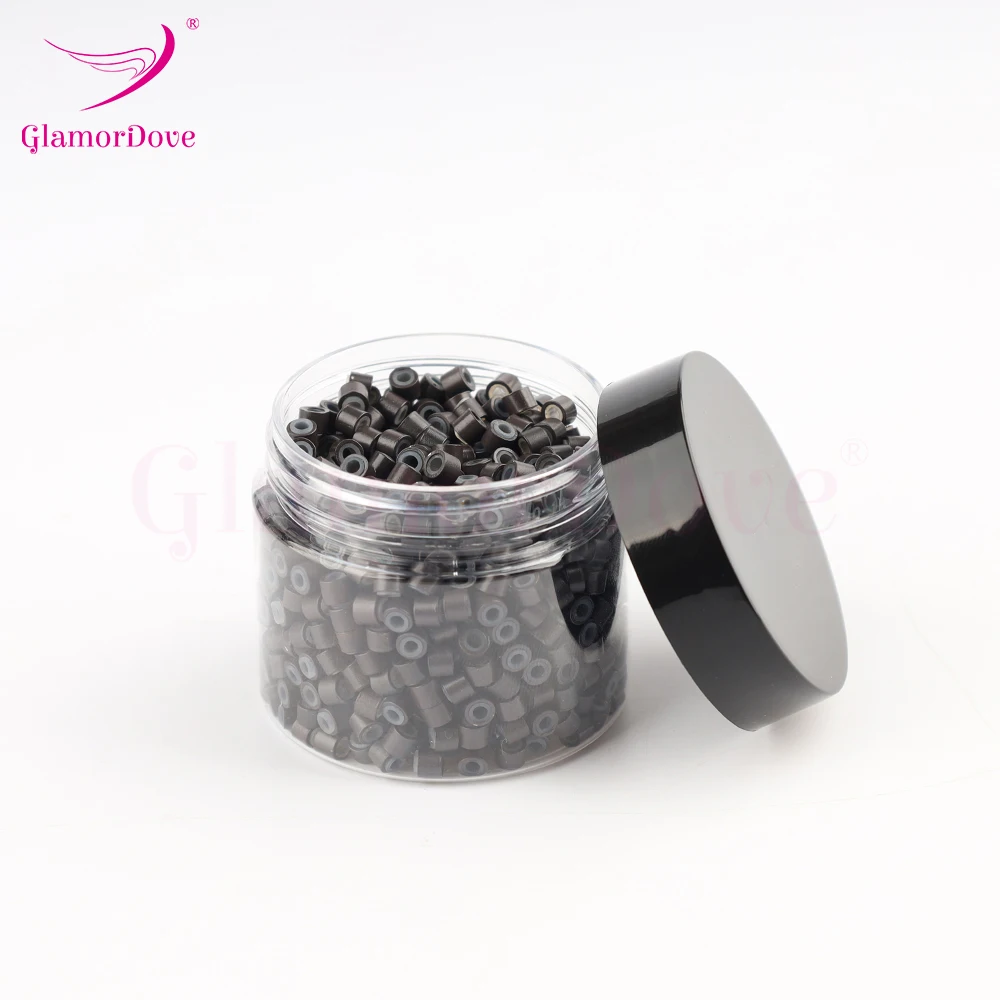 GlamorDove 1000Pcs 4mm Micro Rings For Hair Extensions Microlinks For Hair Silicone Lined Hair Extension Bead Tools Accessories