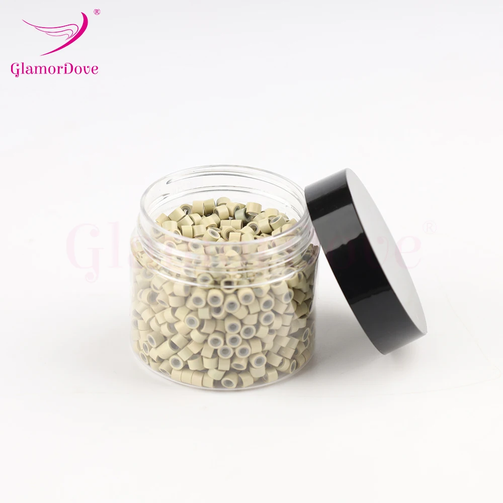 GlamorDove 1000Pcs 4mm Micro Rings For Hair Extensions Microlinks For Hair Silicone Lined Hair Extension Bead Tools Accessories