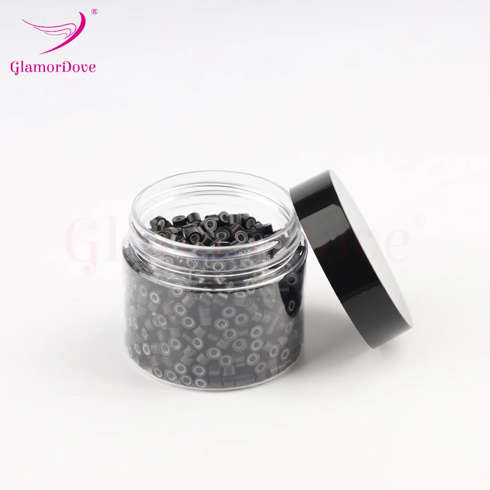 GlamorDove 1000Pcs 4mm Micro Rings For Hair Extensions Microlinks For Hair Silicone Lined Hair Extension Bead Tools Accessories