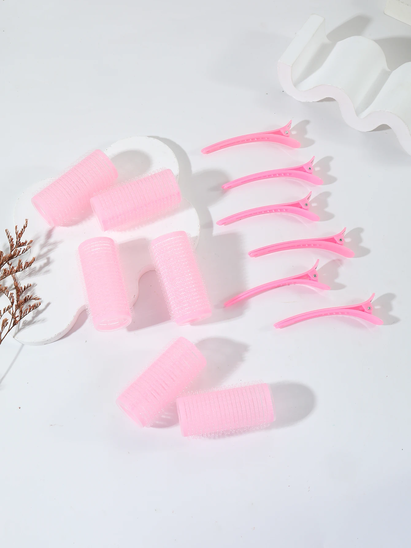 12pcs/Set Air Bar Curling Iron Tube Self-Adhesive Magic Roll and Bangs Hair Clip Curling Styling Tool Special for Real Hair Wig
