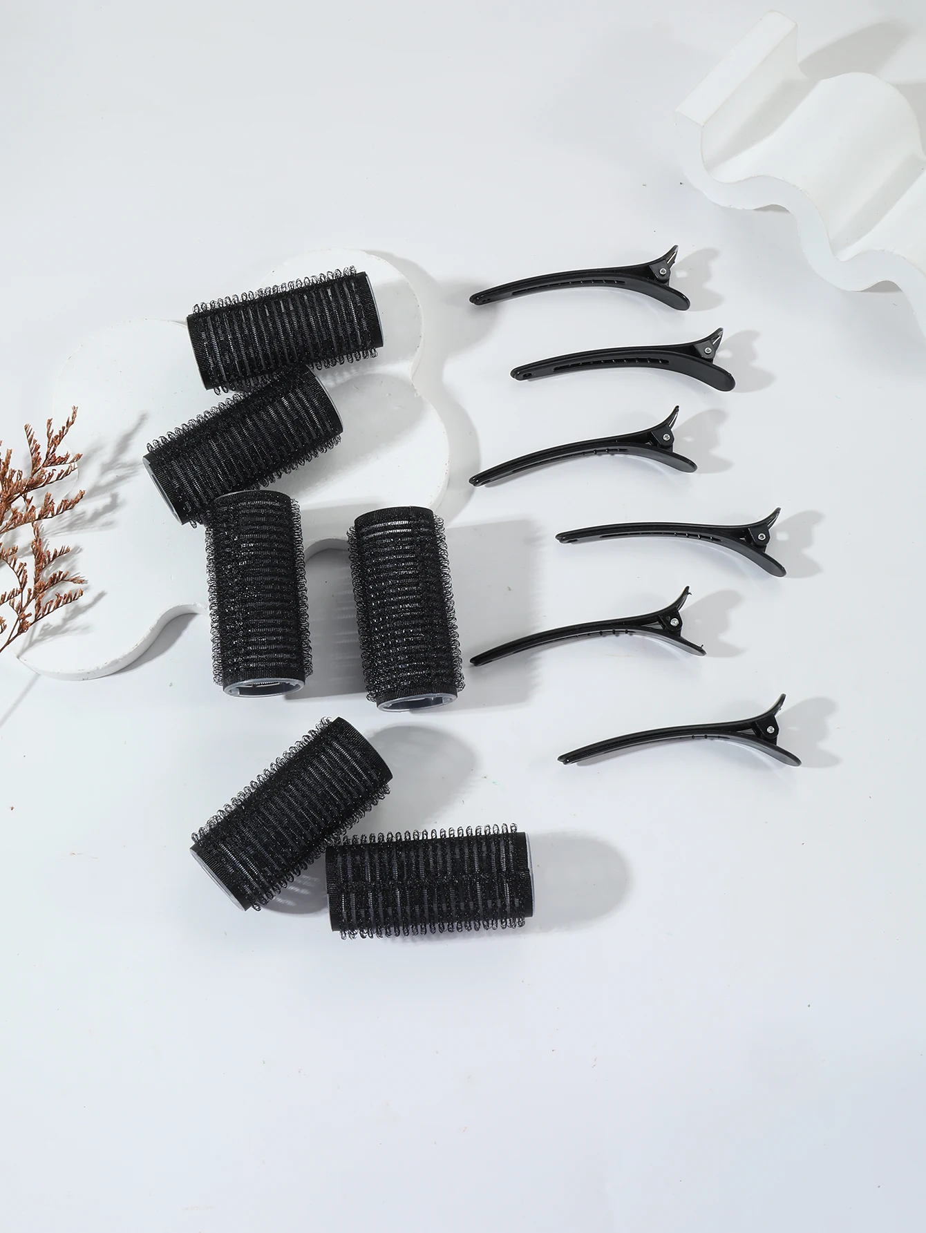 12pcs/Set Air Bar Curling Iron Tube Self-Adhesive Magic Roll and Bangs Hair Clip Curling Styling Tool Special for Real Hair Wig