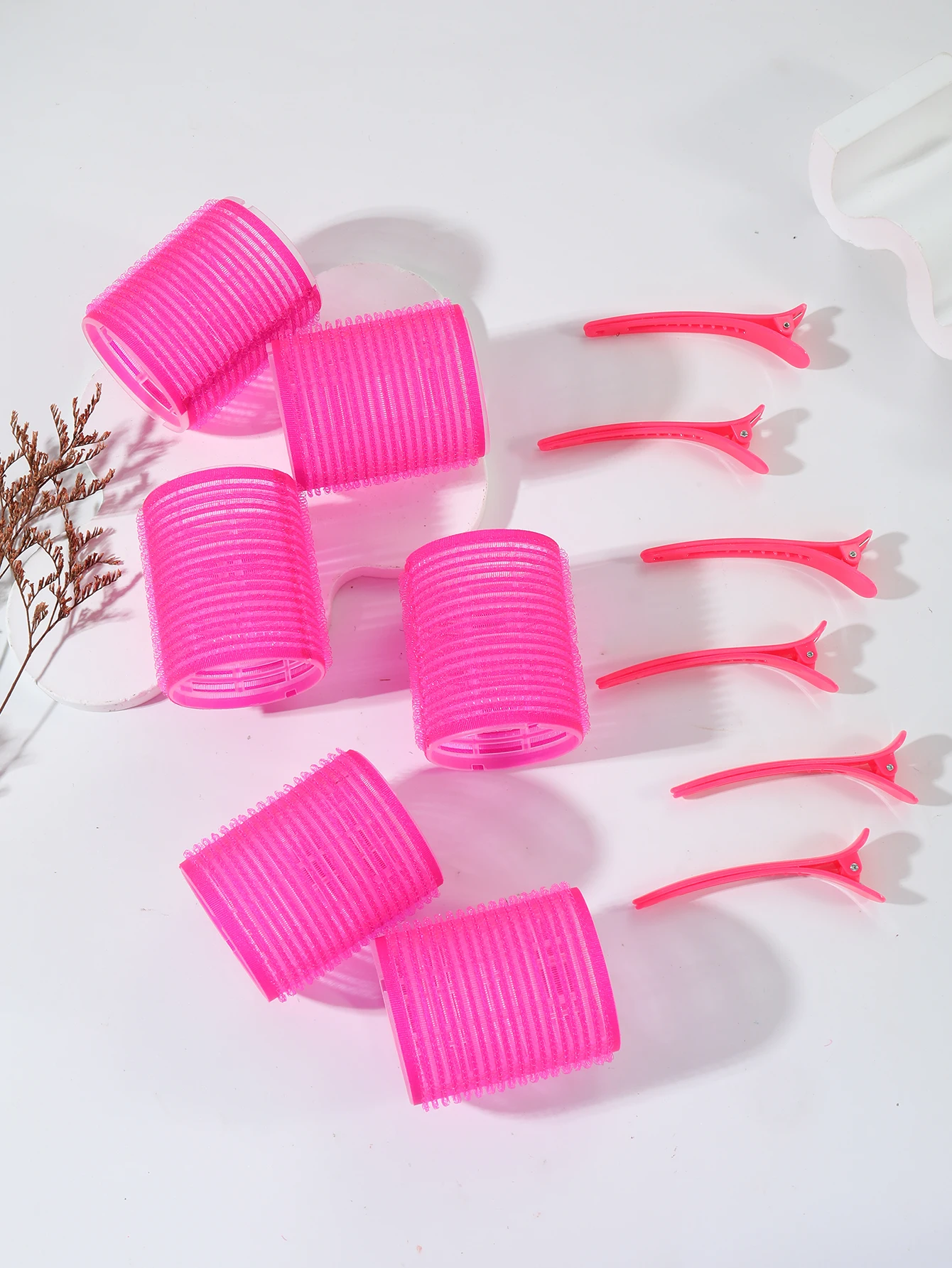 12pcs/Set Air Bar Curling Iron Tube Self-Adhesive Magic Roll and Bangs Hair Clip Curling Styling Tool Special for Real Hair Wig
