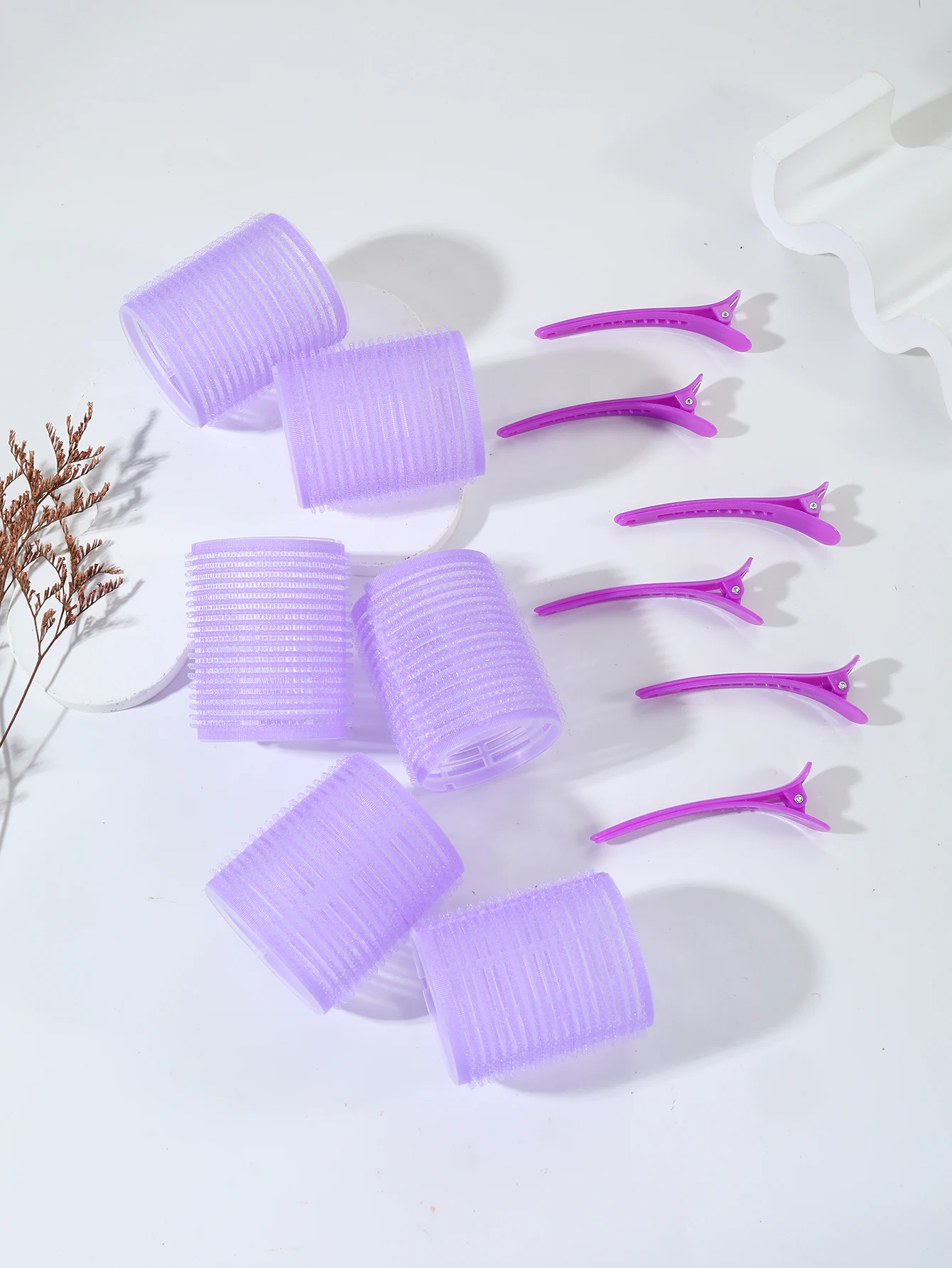 12pcs/Set Air Bar Curling Iron Tube Self-Adhesive Magic Roll and Bangs Hair Clip Curling Styling Tool Special for Real Hair Wig