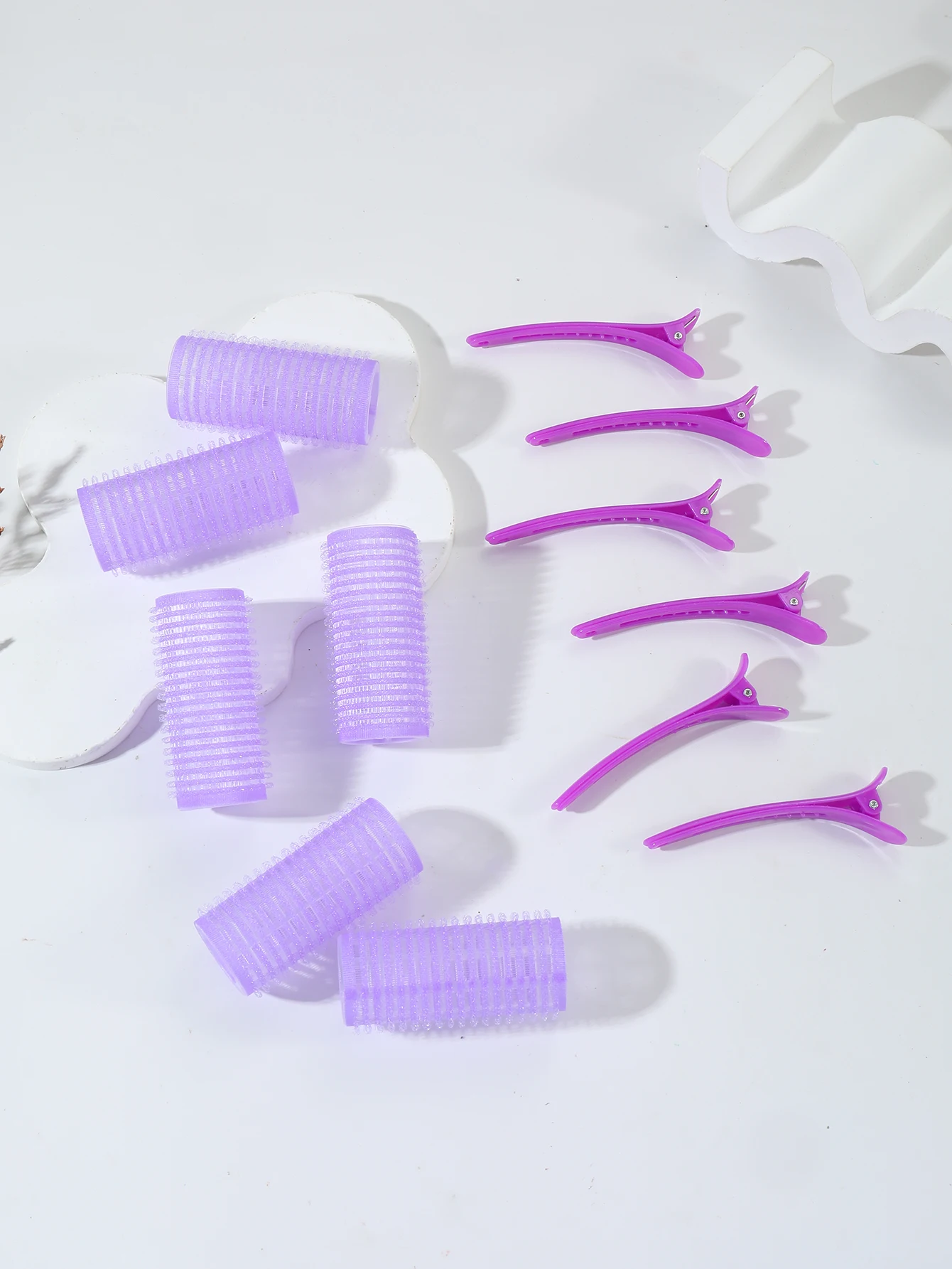 12pcs/Set Air Bar Curling Iron Tube Self-Adhesive Magic Roll and Bangs Hair Clip Curling Styling Tool Special for Real Hair Wig