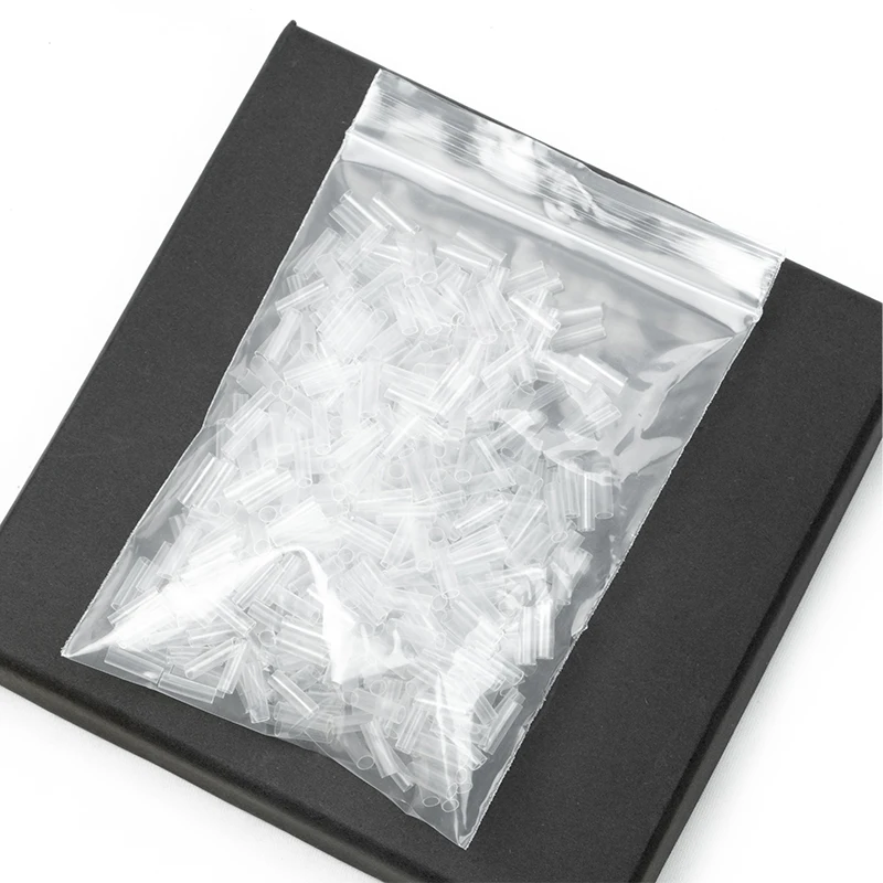 500pcs Heat Shrink Tubes for Hair Extensions Without Adhesive Fusion Hair Accessories Tools Transparent Color