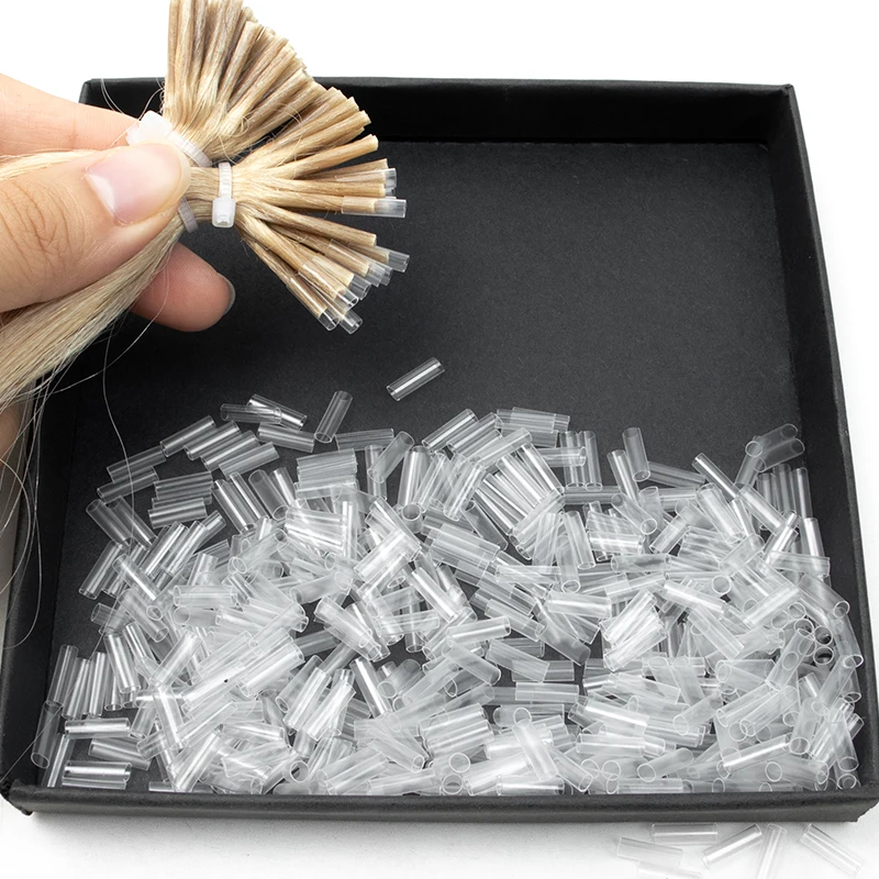 500pcs Heat Shrink Tubes for Hair Extensions Without Adhesive Fusion Hair Accessories Tools Transparent Color
