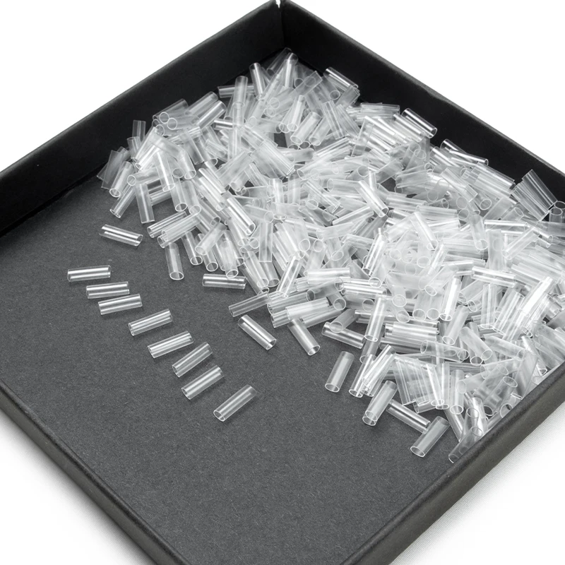 500pcs Heat Shrink Tubes for Hair Extensions Without Adhesive Fusion Hair Accessories Tools Transparent Color