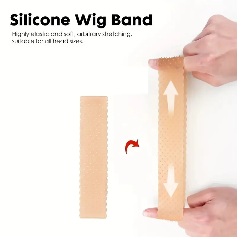 6PCS Adjustable Silicone Wig Bands Set Non-Slip Sweatproof Seamless Wig Headbands with 4PCS Stocking Wig Caps Soft Hair Bands