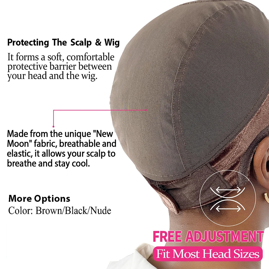 2025 New Lace Wig Cap With Grip Band For Keeping Wigs In Place, 4x5 Wider Transparent Lace For Lace Front Wig