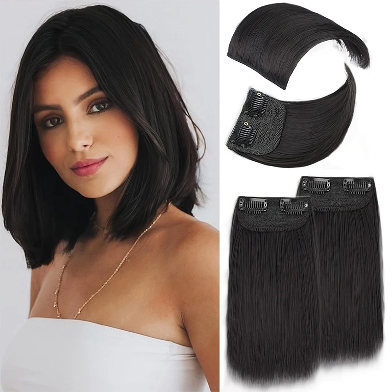 2pcs Synthetic Clip In Hairpiece Hairpin One Piece Seamless Artificial Hair Pad Natural Hair Extensions Fake for Women