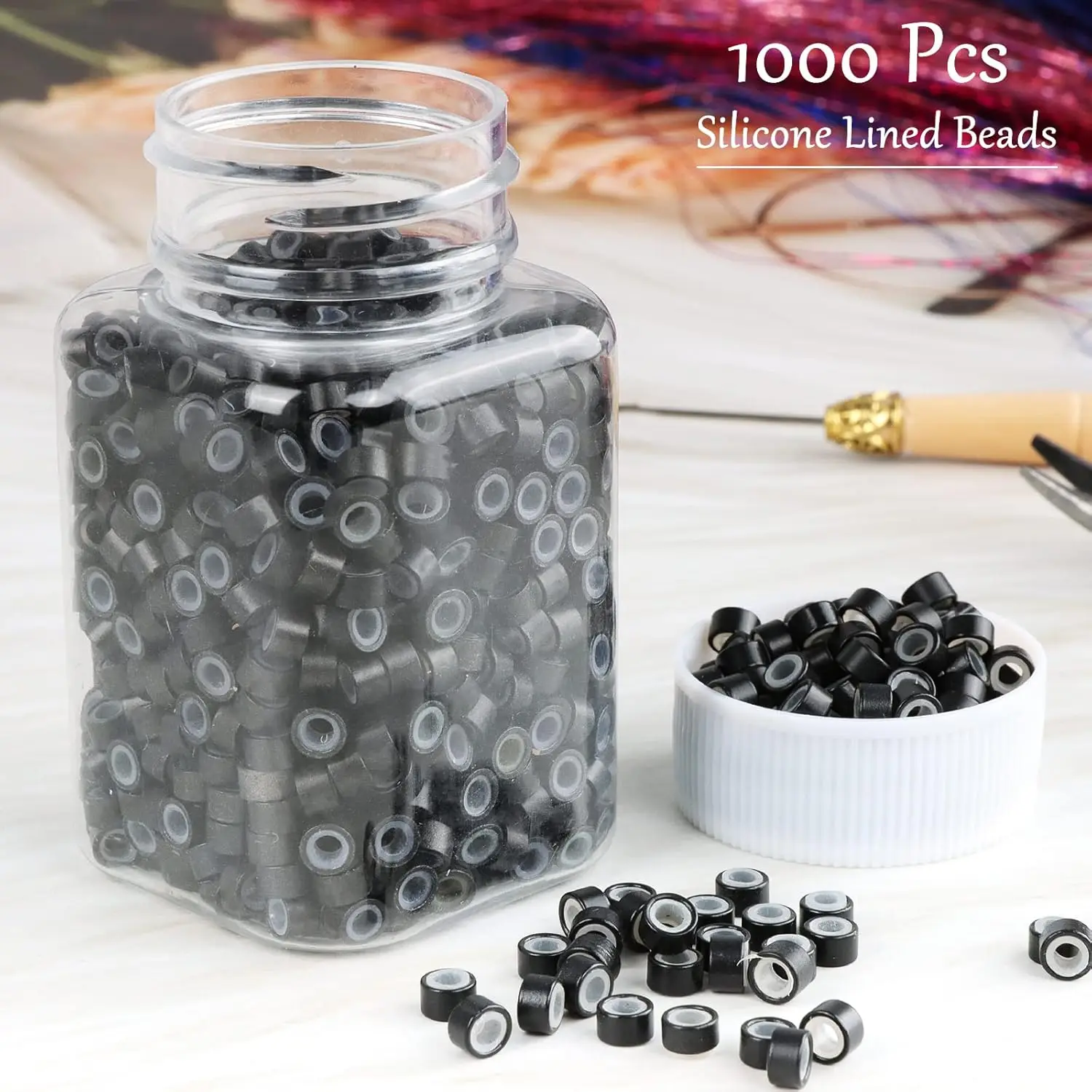1000 pcs hair extension micro ring link beads 5mm silicone lined beads suitable for human hair extensions