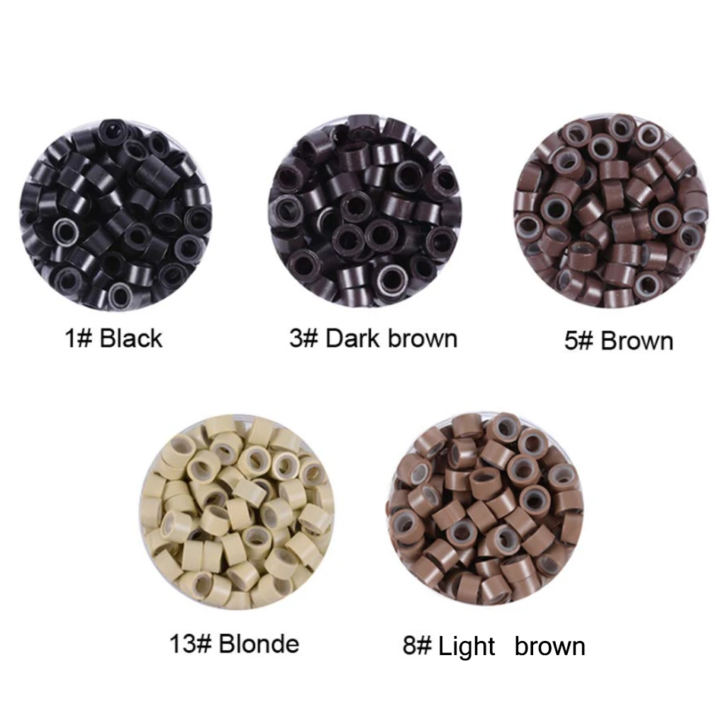 1000 pcs hair extension micro ring link beads 5mm silicone lined beads suitable for human hair extensions