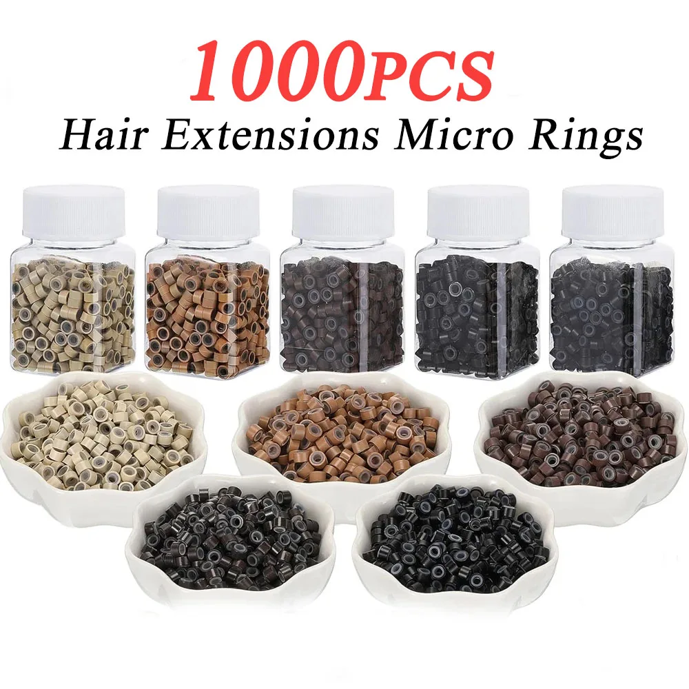 1000 pcs hair extension micro ring link beads 5mm silicone lined beads suitable for human hair extensions