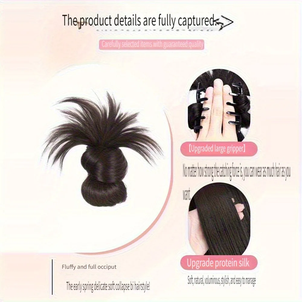 Low Synthetic Bun Ponytail Hair Natural Fluffy Claw Clip Chignon Hair For Women Lazy Bun Wig Bag Hair Accessories For Daily Use