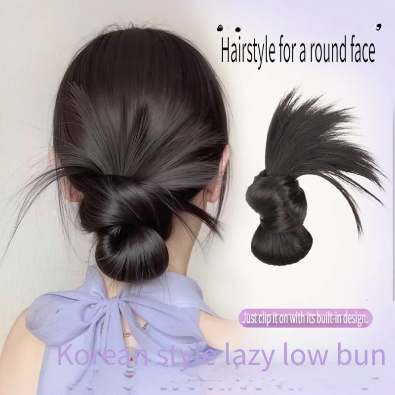 Low Synthetic Bun Ponytail Hair Natural Fluffy Claw Clip Chignon Hair For Women Lazy Bun Wig Bag Hair Accessories For Daily Use
