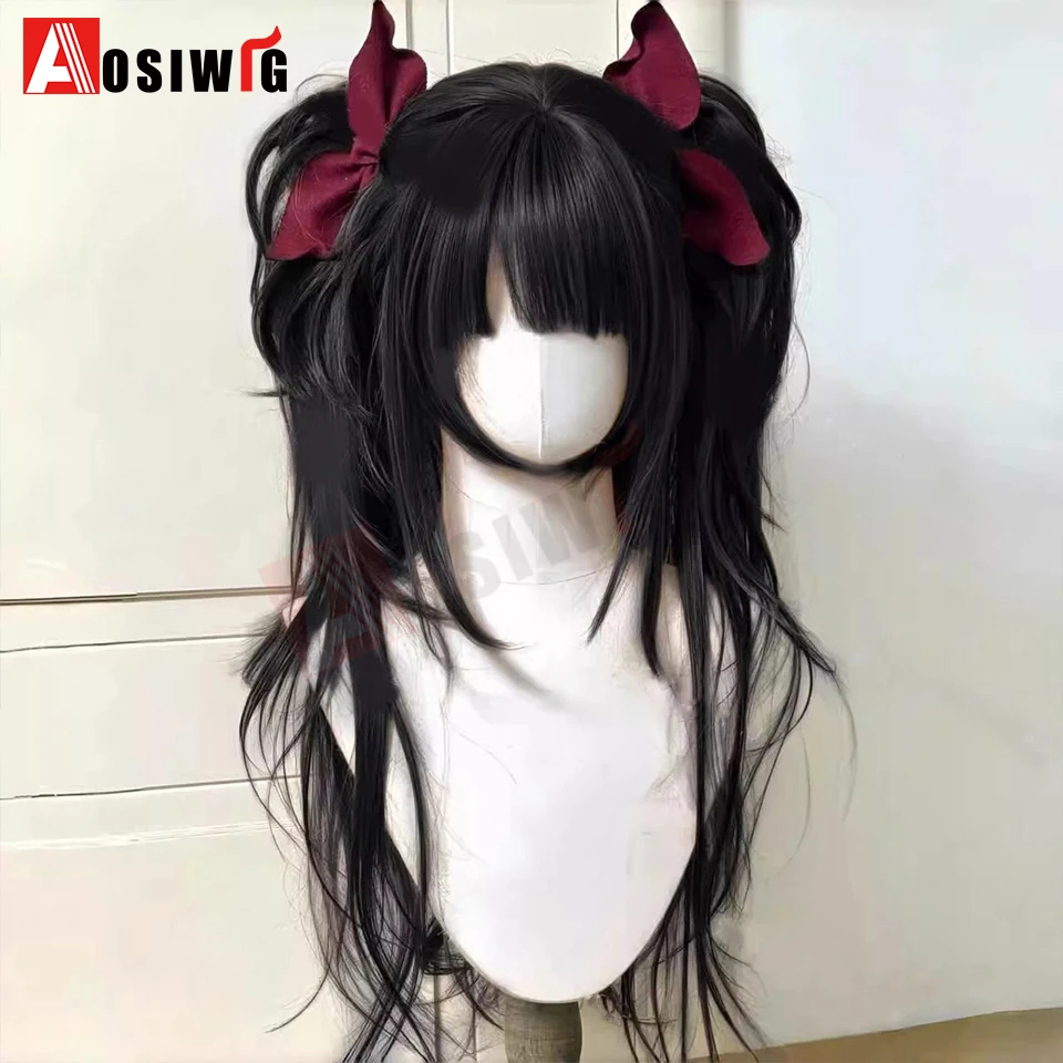 Synthetic Princess Cut Double Ponytail Lolita Wig with Bangs Girl Ombre Blonde Brown White Gray Cosplay Halloween Harajuku Wig
