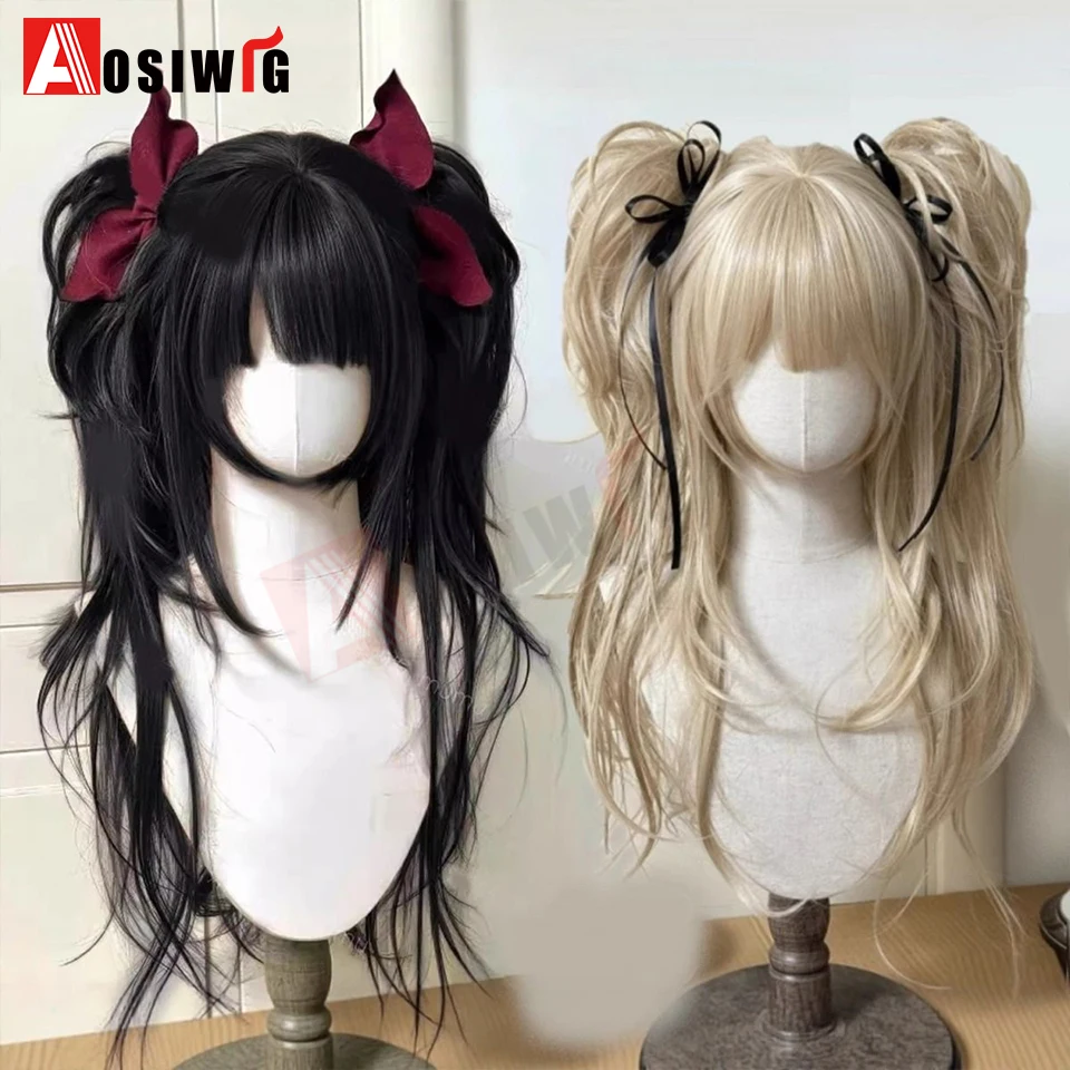 Synthetic Princess Cut Double Ponytail Lolita Wig with Bangs Girl Ombre Blonde Brown White Gray Cosplay Halloween Harajuku Wig
