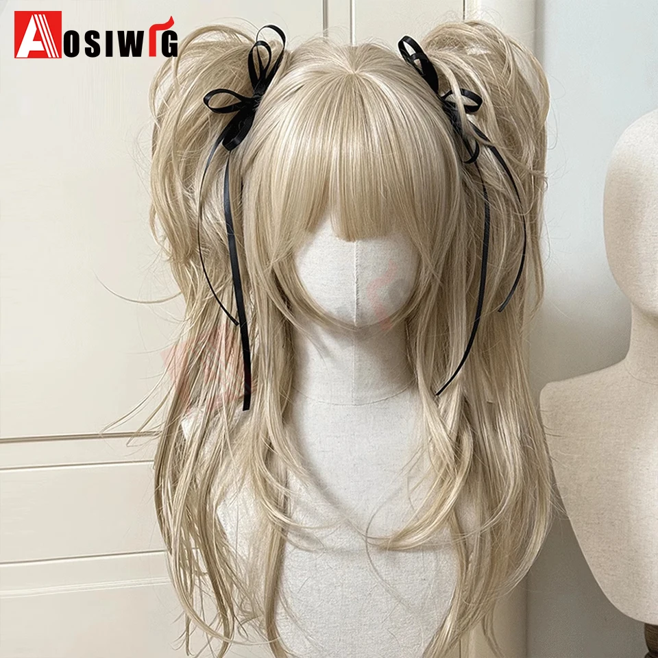 Synthetic Princess Cut Double Ponytail Lolita Wig with Bangs Girl Ombre Blonde Brown White Gray Cosplay Halloween Harajuku Wig