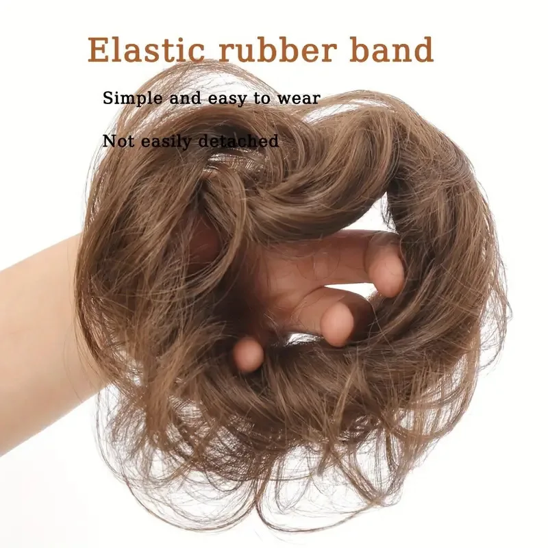 Synthetic rubber band elastic hair ring multi-color heat-resistant bun hair extension wig that surrounds a woman's ponytail