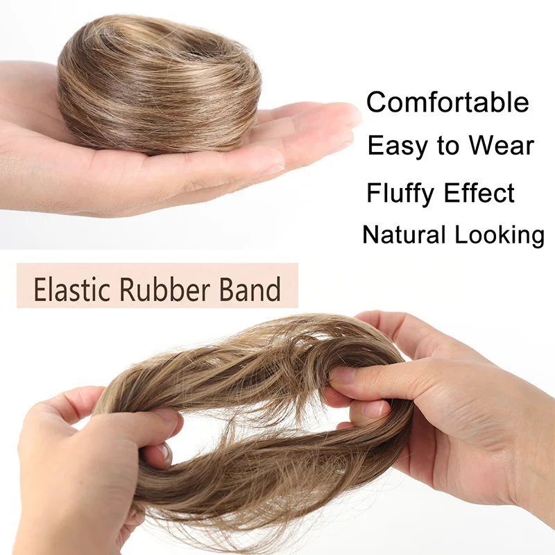 Synthetic rubber band elastic hair ring multi-color heat-resistant bun hair extension wig that surrounds a woman's ponytail